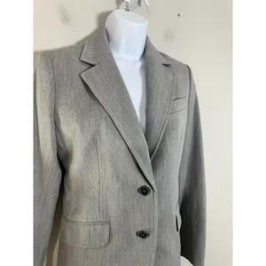 Anne Klein Heather Gray Two Button Blazer and Straight Leg Pants Suit Set Size 2 thumbnail 4