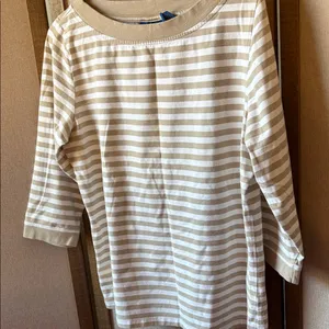 FINAL MARKDOWN Karen Scott Striped Beige and White Top medium thumbnail 1