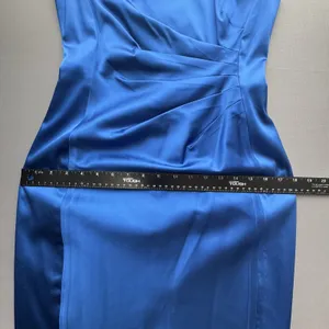 Lauren Ralph Lauren Dress Women's 4 Blue Ruched Sheath Cap Sleeve Cocktail Zip thumbnail 8