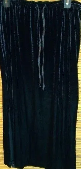 Worthington L Vintage Whimsey Goth Black Velvet Midi Skirt Funeral thumbnail 1