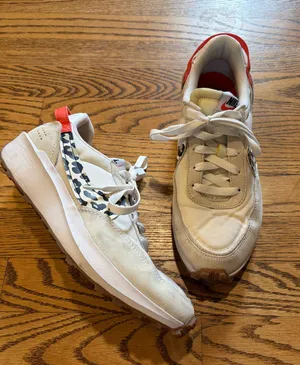 Nike Waffle Debut Sneakers White Orange Leopard thumbnail 1