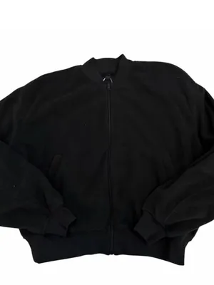 SKIMS Fleece Bomber Jacket in Black Onyx Size Large thumbnail 2