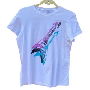 Bella Electric Guitar White and Multicolor T-Shirt Size XL thumbnail 1