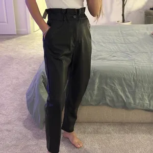 ZARA Black Leather Pants High-Rise Wide-Leg size 34/4 thumbnail 2