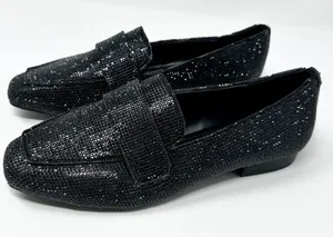 NEW Steve Madden Riski Black Rhinestone Studded Loafers, NEW, Size 6, MSRP $99 thumbnail 1