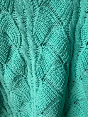 Mint Green Cable Knit V-Neck Sweater Coastal Cottagecore Soft Women’s thumbnail 2