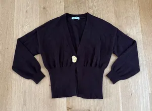 Cupshe Cardigan Effortless Confidence Size XS Brown Gold thumbnail 1