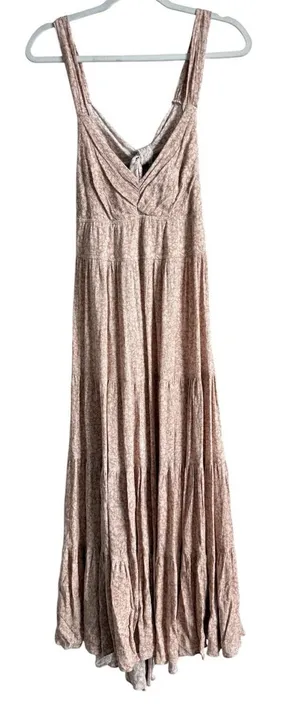Dress Forum Los Angeles Neutral Pink Floral Tiered Boho Maxi Dress Large Cottage thumbnail 1