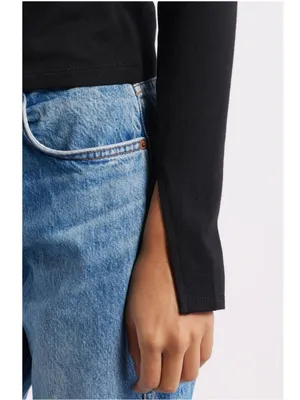 Madewell Ballet Scoop Back Long Sleeve Tee Top Women Size Small Black Shirt New thumbnail 4