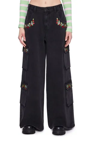 DOLLS KILL X STRAWBERRY SHORTCAKE PATCHED WITH LOVE CARGO PANTS size M thumbnail 1