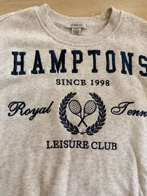 Youth Olivia Kay Hamptons Since 1998 Royal Tennis Leisure Club Gray Sweatshirt thumbnail 2