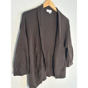 Loft Rabbit Hair Brown Sweater Cardigan Cozy Preppy Grandma Winter Layer thumbnail 2
