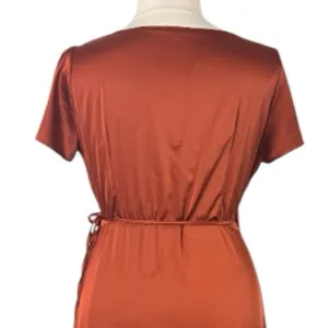 Baltic Born Maxi Wrap Dress Short Sleeve Burnt Orange Satin Women’s Size XXL thumbnail 10