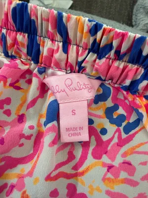 Lilly Pulitzer 100% Silk Blue Floral Off-Shoulder Women’s Dress Sz S Bell Sleeve thumbnail 7