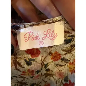 Pink Lily Floral Maxi Duster Women Small Ivory Tassel Boho Resort Cover Up Sheer thumbnail 12