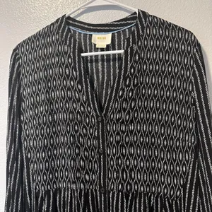 Anthropologie Maeve Size-8‎ Tunic Top Calia Black Geometric Stripe Buttondown thumbnail 17