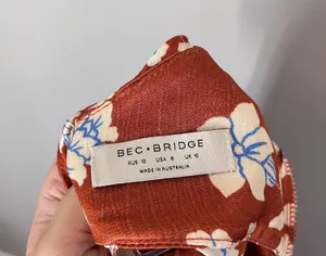 Bec + Bridge Blossom Strapless Satin Floral Cowl Back Maxi Dress Rust Red thumbnail 5