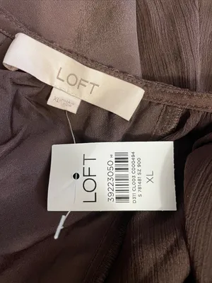 LOFT Chocolate Brown Sheer Long-Sleeve Peasant Top thumbnail 5