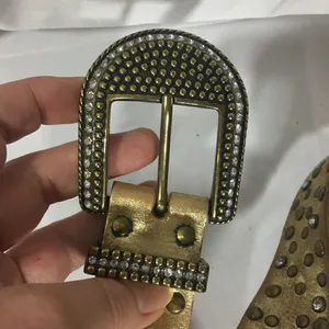 Vintage Arizona gold leather embellished belt thumbnail 2