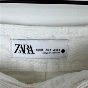 Zara Wide Leg High Rise White Jeans Women’s Size 6 Baggy Denim Relaxed Fit thumbnail 5