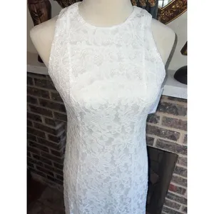 Aura RED DRESS White Lace Halter Neck Maxi Dress Sheer Split Hem Size XS thumbnail 3