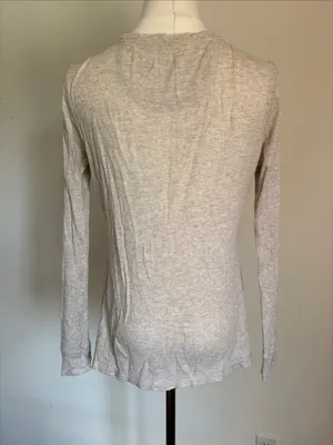 GAP Beige Ribbed Long-Sleeve Henley thumbnail 4