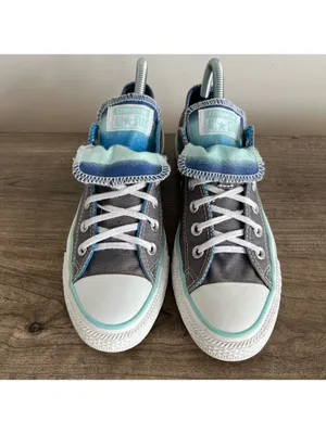 Converse All Star Double Tongue Ox Women’s Shoe Grey Blues Size 8 #776 thumbnail 5