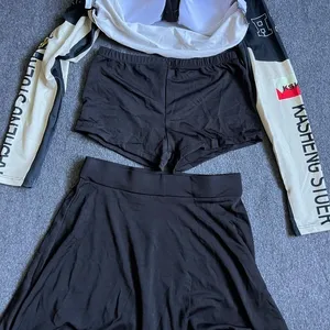 three-Piece Swimsuit Set Women Black White NEW UPF‎ 50+ Long Sleeve Skirt xs thumbnail 5