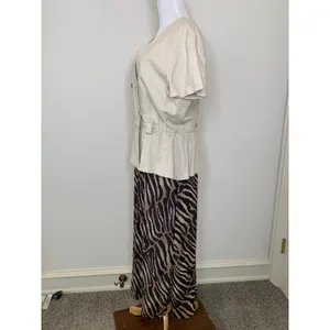 Studio I Mixed Print Safari Style Dress Zebra Print Skirt Sz Medium / Large thumbnail 4
