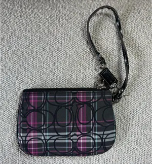 Coach Black & Pink Plaid Wristlet thumbnail 2