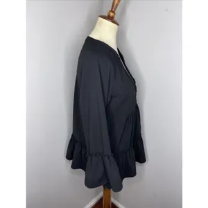Tuckernuck Pomander Place Black Kenzo Crepe‎ Blouse Top Women's Size Medium thumbnail 5