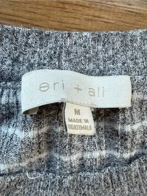 Anthropologie Eri + Ali Gray Striped Scoop Neck Sweater Medium thumbnail 2