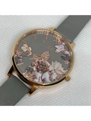 Olivia Burton women watch grey floral dial rose gold tone 38mm leather running thumbnail 8
