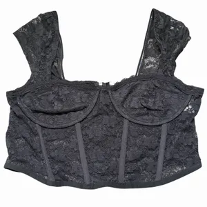 Faded Rose‎ Women's Black Lace Corset Bralette Crop Top Size M thumbnail 3
