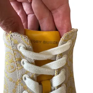 Tory Burch Howell T-Monogram Court Sneakers Goldfinch Yellow 8.5 thumbnail 10