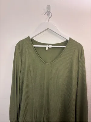 Cato Olive Ribbed V-Neck Long Sleeve Top Size XL thumbnail 2