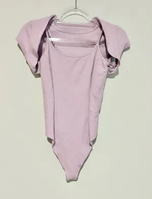 American Eagle Outfitters Ribbed‎ Bodysuit & Shrug cardigan lilac purple medium thumbnail 1