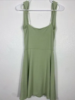 Oh Polly Light Green Square Neck Mini Dress Size Us6 92% Modal 8% Elastane thumbnail 7