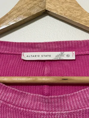 Altar’d State Pink Oversized Long Sleeve Acid Wash Size XL Ribbed Shirt Cotton thumbnail 3