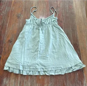Princess Polly Sage Green Linen Blend Tie-Front Mini Dress - US 4 Festival thumbnail 1