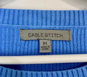 Cable Stitch Women’s Long Sleeve Knit Stripe Sweater Blue & Pink Size Medium thumbnail 4