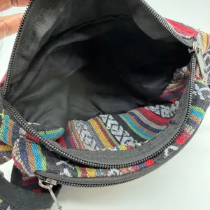 Boho Mushroom Woven Waist Pack Festival Hip Bag Multicolor Striped Fanny Pack thumbnail 10