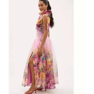 Anthropologie BHLDN Kendall High-Neck Scarf Floral Organza Maxi Dress NWT Size S thumbnail 8