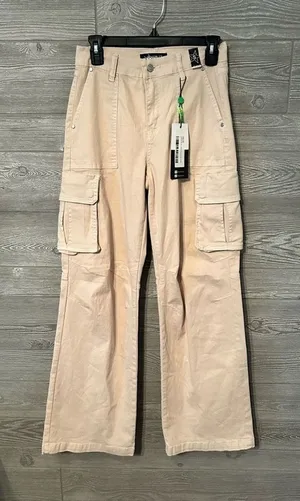 Vibrant Khaki Pops Cargo Pants Sand Beige‎ Wide Leg High Rise Small NEW thumbnail 1