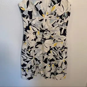 Zara Trafaluc Women's Size XS Sleeveless Deep V-Neck Dress Floral White Blue thumbnail 4