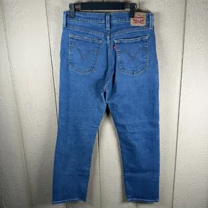 Levis Wedgie Straight Jeans Womens Size 31x28 Distressed Button Fly Medium Wash thumbnail 4