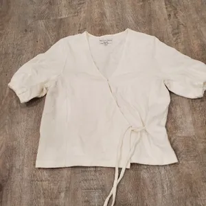 Texture & Thread Madewell White Tie Shirt Size Medium thumbnail 2