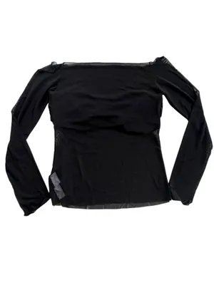 Size L Halara Off the Shoulder Long Sleeve Mesh Top Black thumbnail 2