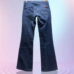 7 for all Mankind Bootcut Flared Jeans Women Size 26 Blue Distressed+Stretch thumbnail 2