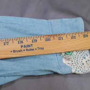 Vintage Chaps Ralph Lauren Denim Shirt XL Custom Handmade Lace Cottagecore‎ DIY thumbnail 13